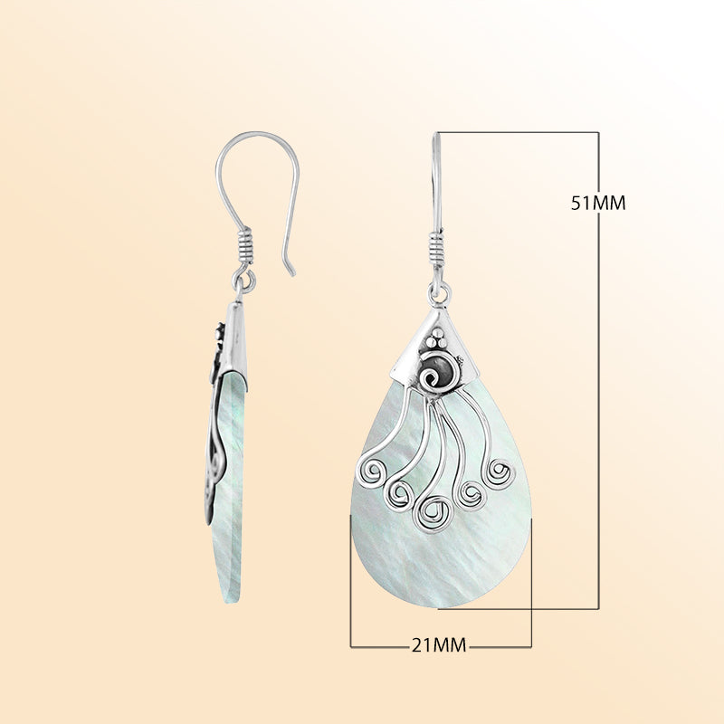 AE-1120-MOP Sterling Silver Earring With Mother Of Pearl Jewelry Bali Designs Inc 