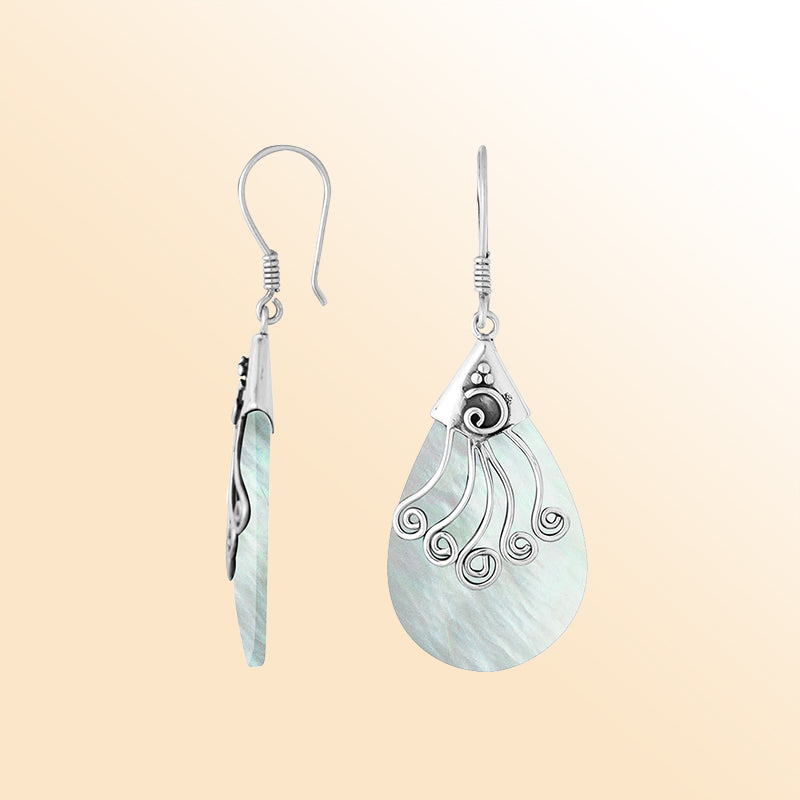 AE-1120-MOP Sterling Silver Earring With Mother Of Pearl Jewelry Bali Designs Inc 