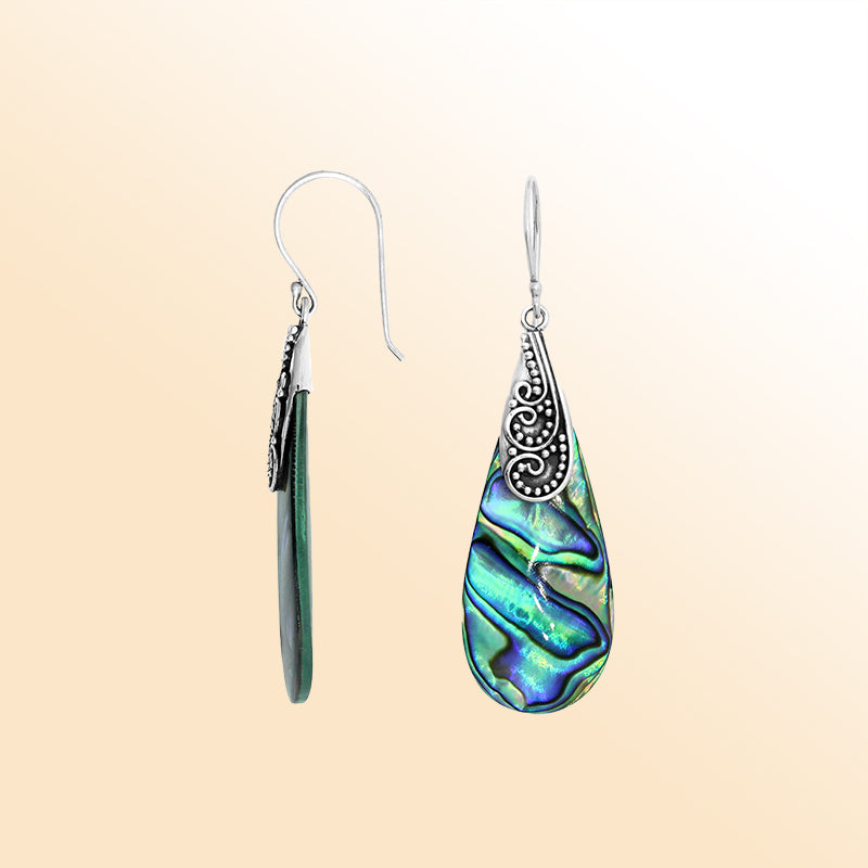 Sterling silver Abalone Shell drop earrings with earwire