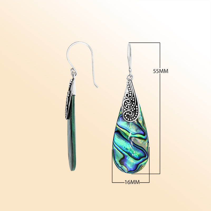 Sterling silver Abalone Shell drop earrings with earwire