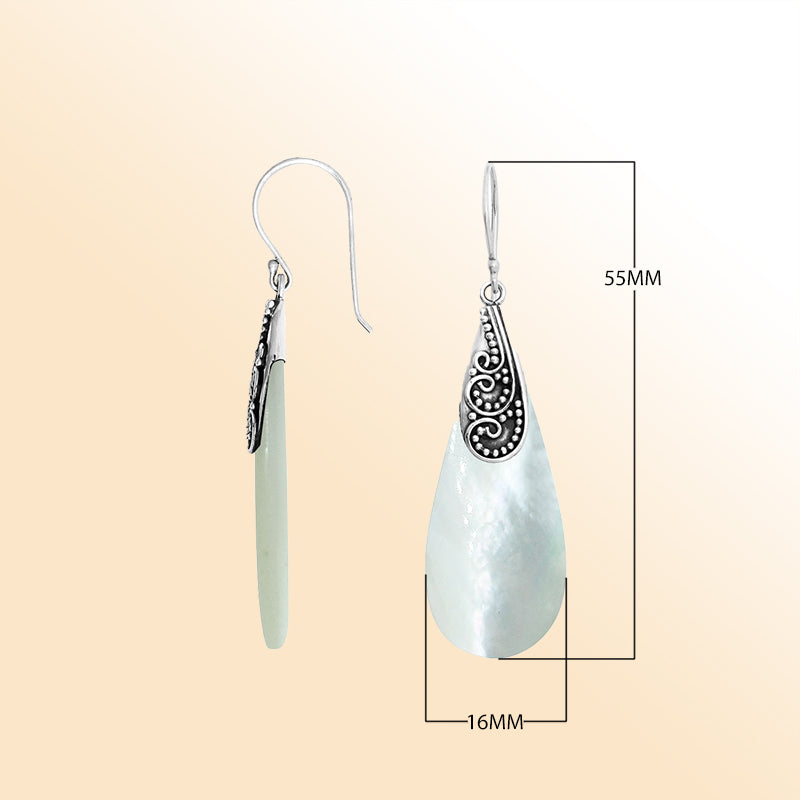 AE-1121-MOP Sterling Silver Fancy Shape Earring With Mother Of Pearl Jewelry Bali Designs Inc 