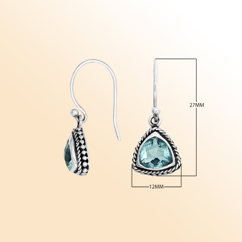 AE-1123-BT Sterling Silver Earring With Blue Topaz Jewelry Bali Designs Inc 