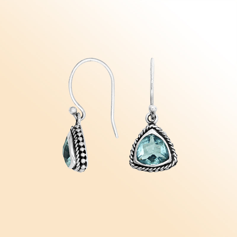 AE-1123-BT Sterling Silver Earring With Blue Topaz Jewelry Bali Designs Inc 