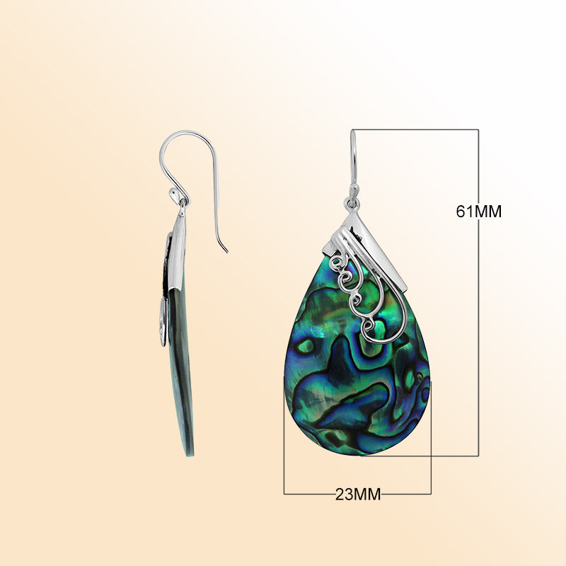 Elegant Sterling Silver Earrings With Abalone Shell Teardrops
