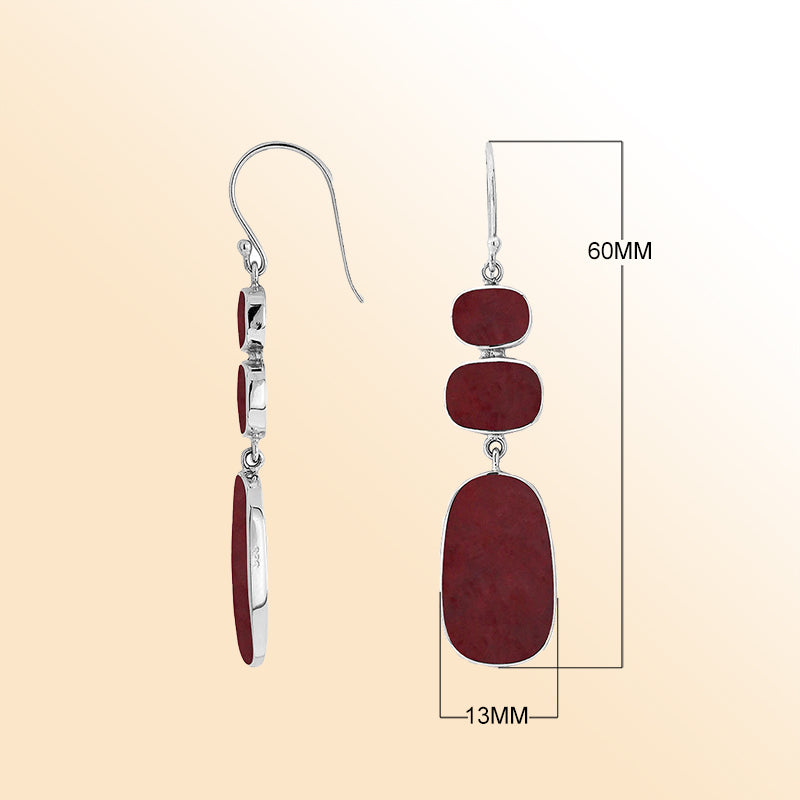 Elegant Sterling Silver Earrings With Red Coral Drops