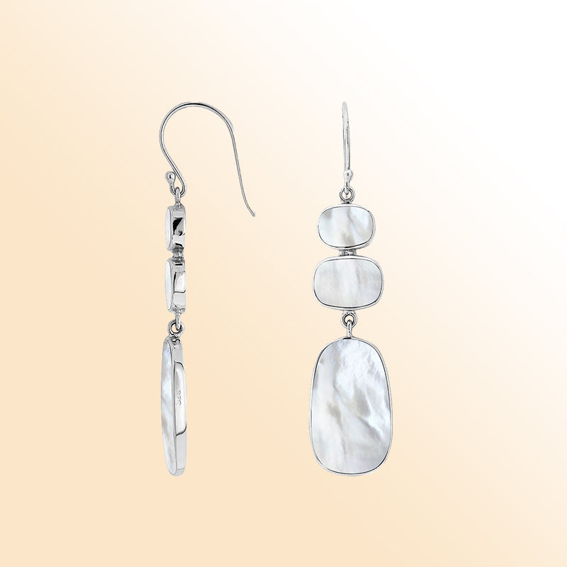Elegant Sterling Silver Earrings With Mother Of Pearl Drops
