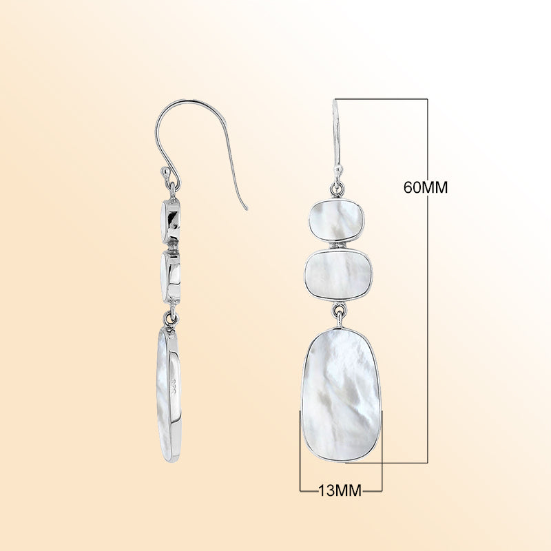 Elegant Sterling Silver Earrings With Mother Of Pearl Drops