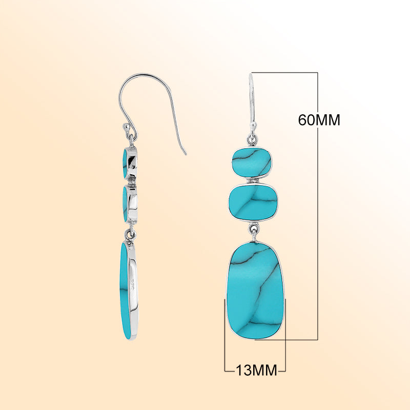 Elegant Sterling Silver Earrings With Turquoise Shell Drops