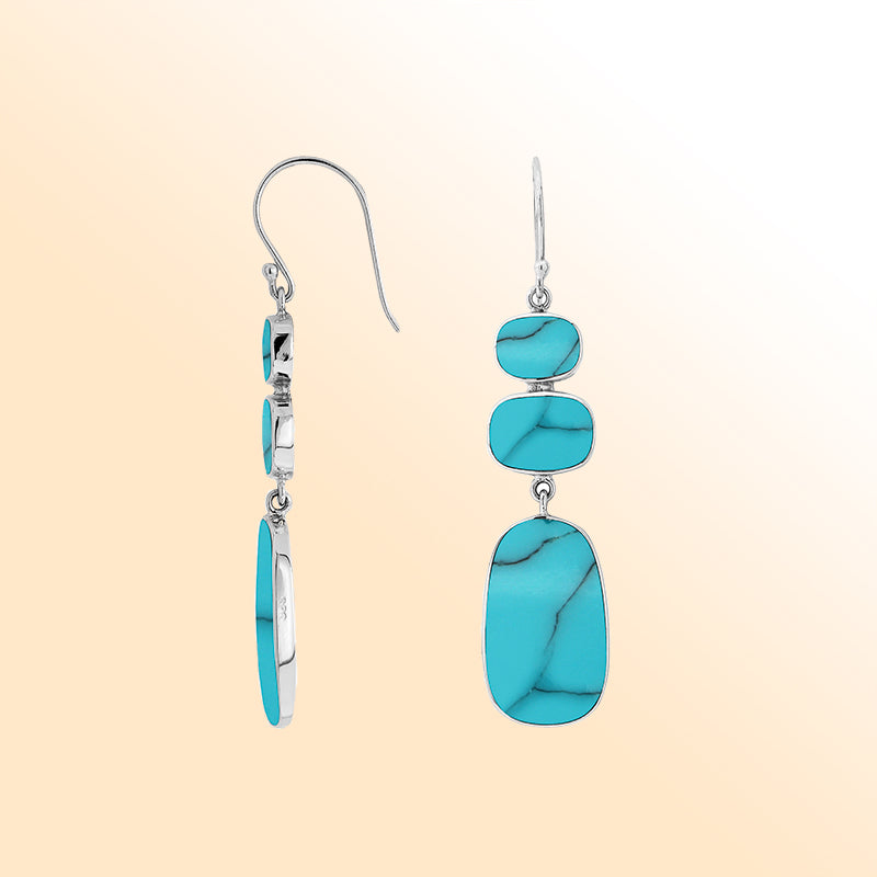 Elegant Sterling Silver Earrings With Turquoise Shell Drops