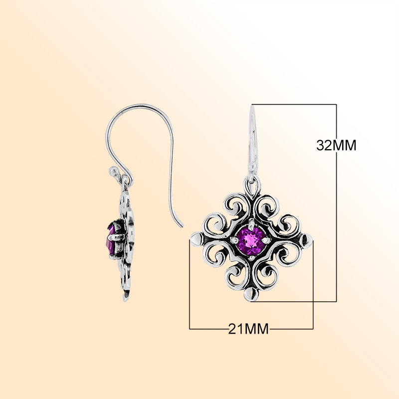 Elegant Sterling Silver Earrings With Amethyst Quartz