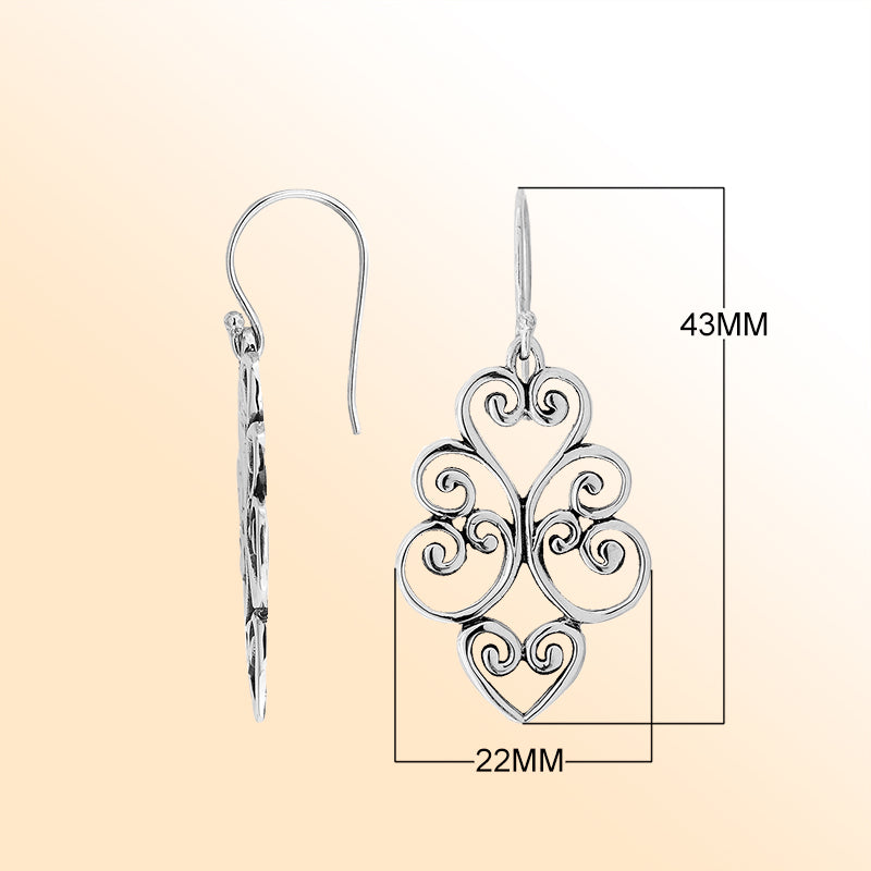 Elegant Sterling Silver Heart Swirl Earrings
