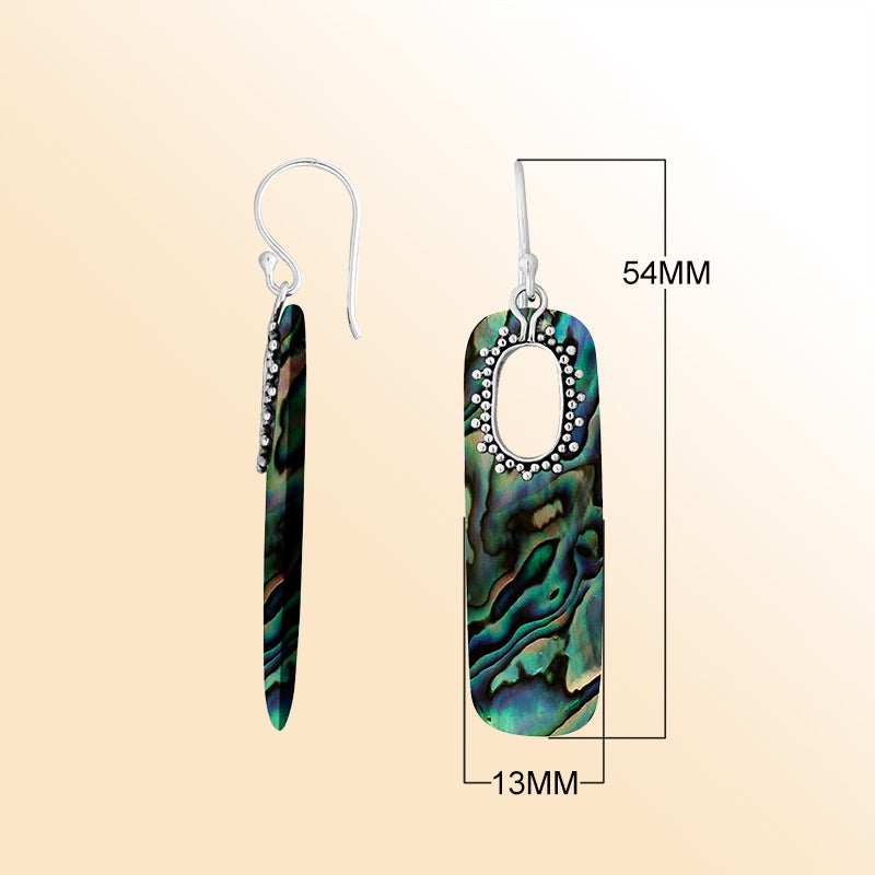 Elegant Sterling Silver Abalone Shell Long Earrings