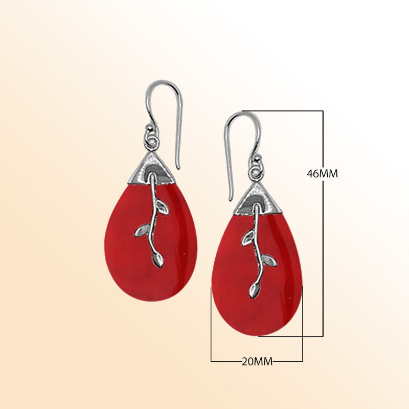 AE-1152-CR Sterling Silver Earring With Coral Jewelry Bali Designs Inc 