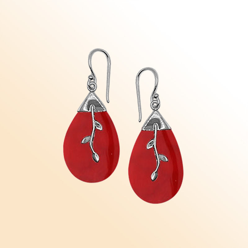 AE-1152-CR Sterling Silver Earring With Coral Jewelry Bali Designs Inc 