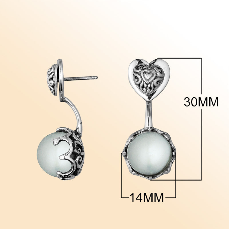 Artistic heart earrings with shell pearl