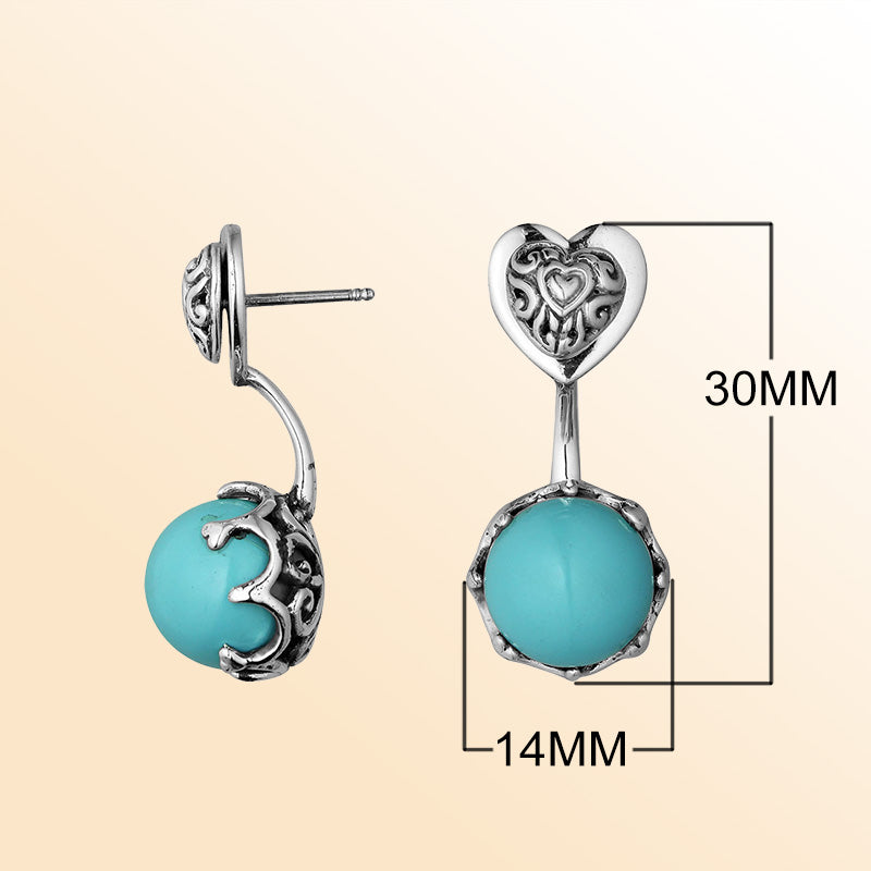Artistic turquoise shell heart earrings