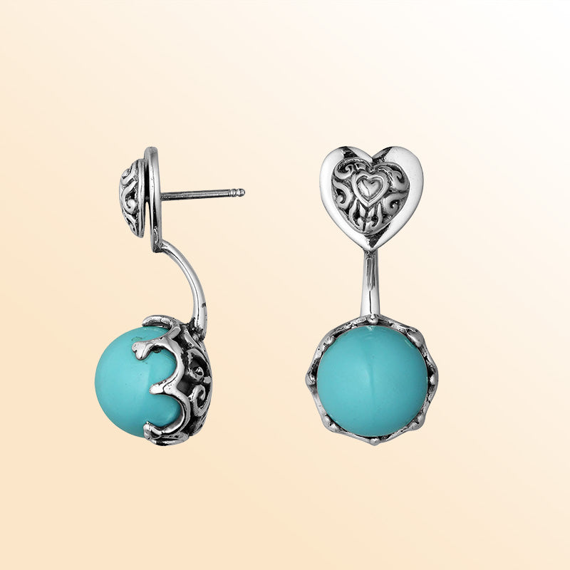 Artistic turquoise shell heart earrings