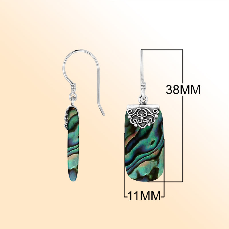 Artistic abalone shell rectangle drop earrings