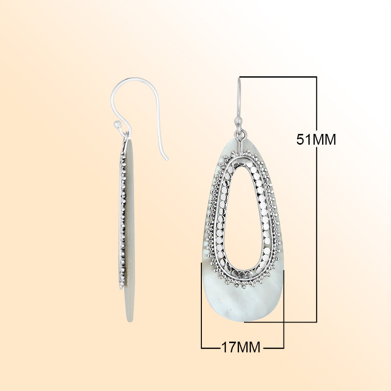 Elegant Sterling Silver Mother Of Pearl Ocean Earrings