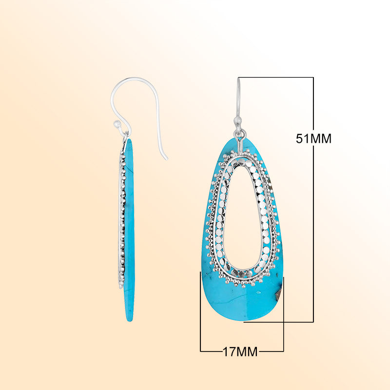 Elegant Sterling Silver Turquoise Shell Teardrop Earrings
