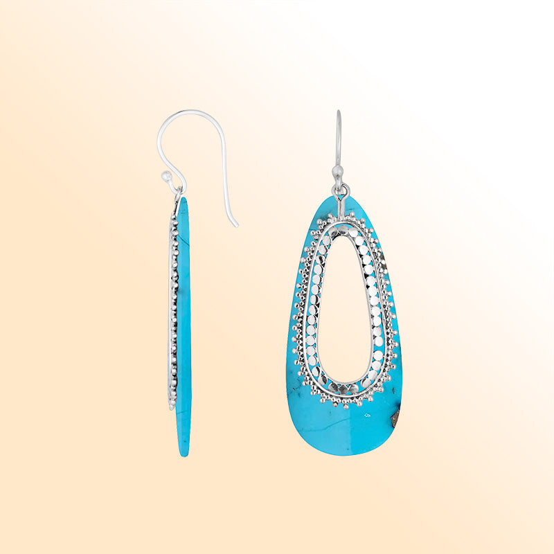 Elegant Sterling Silver Turquoise Shell Teardrop Earrings