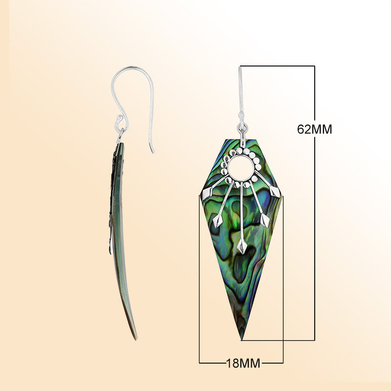 Elegant Sterling Silver Abalone Shell Sunburst Earrings