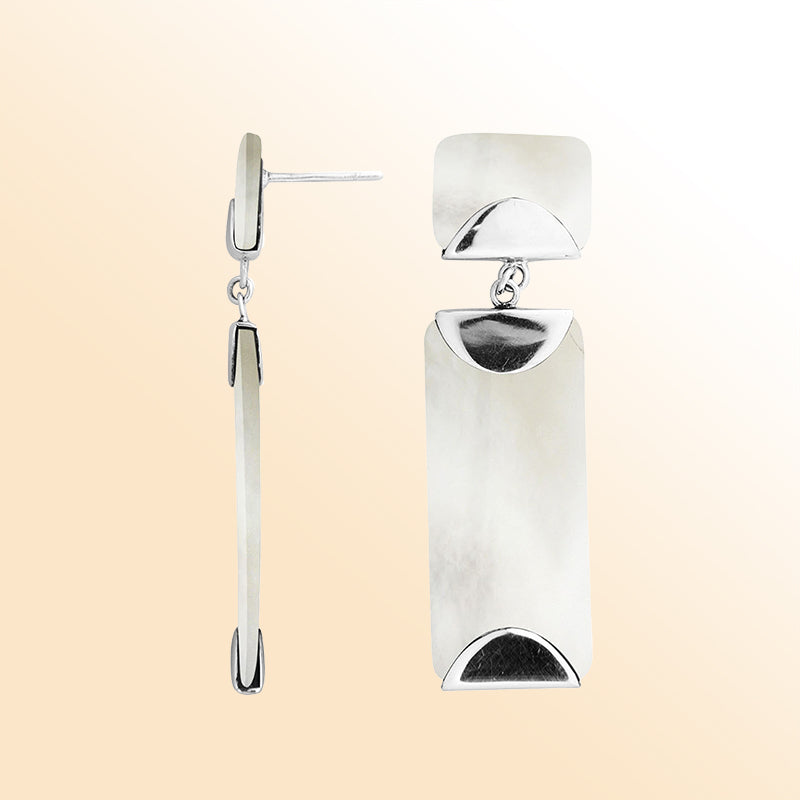 Elegant Mother Of Pearl sterling silver dangle earrings.