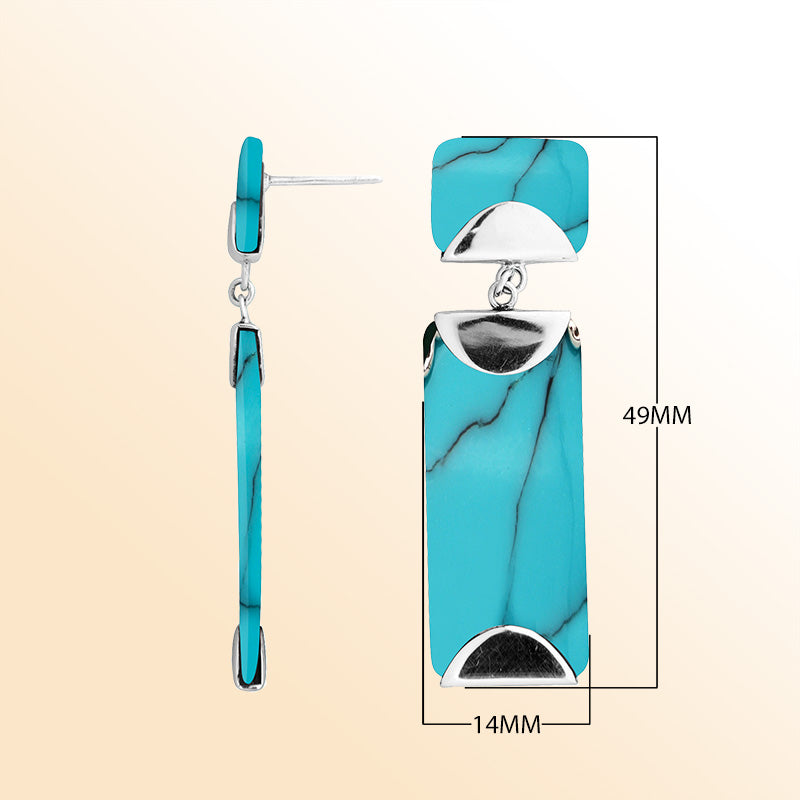 Elegant Turquoise Shell sterling silver dangle earrings