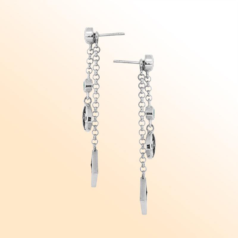 Elegant Blue Topaz Quartz and Cubic Zirconia floral cascade earrings