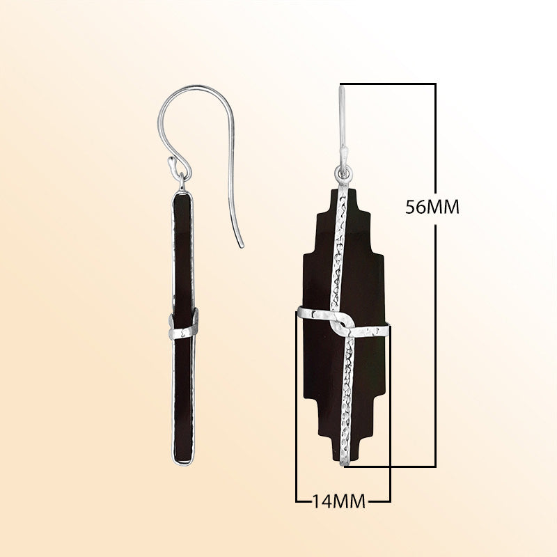 Artistic black shell earrings with wrapped silver detail