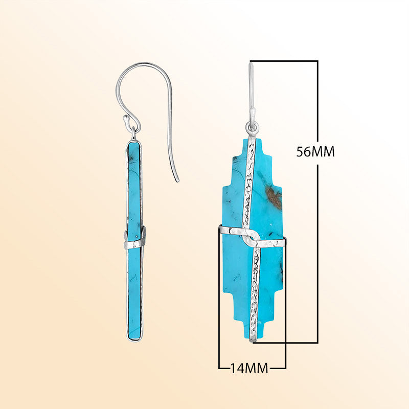 Artistic turquoise shell earrings with wrapped silver detail