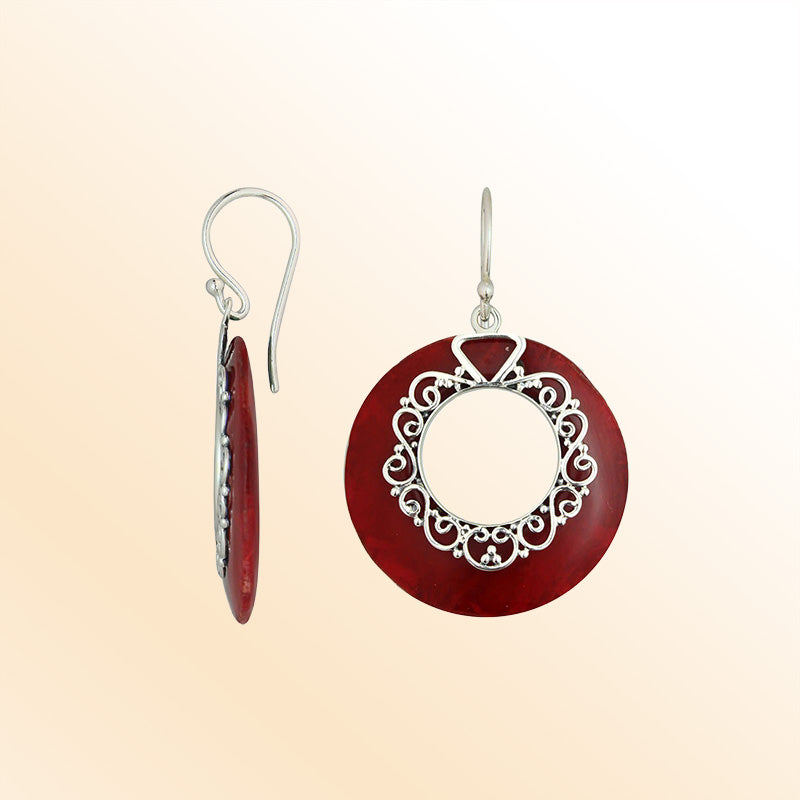 AE-1169-CR Sterling Silver Earring With Coral Jewelry Bali Designs Inc 