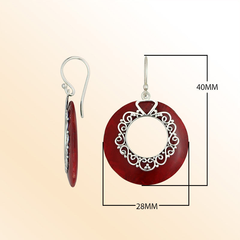 AE-1169-CR Sterling Silver Earring With Coral Jewelry Bali Designs Inc 