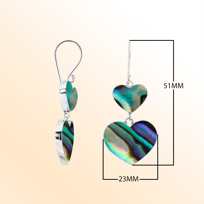Sterling Silver Abalone Shell Artistic Heart Earrings