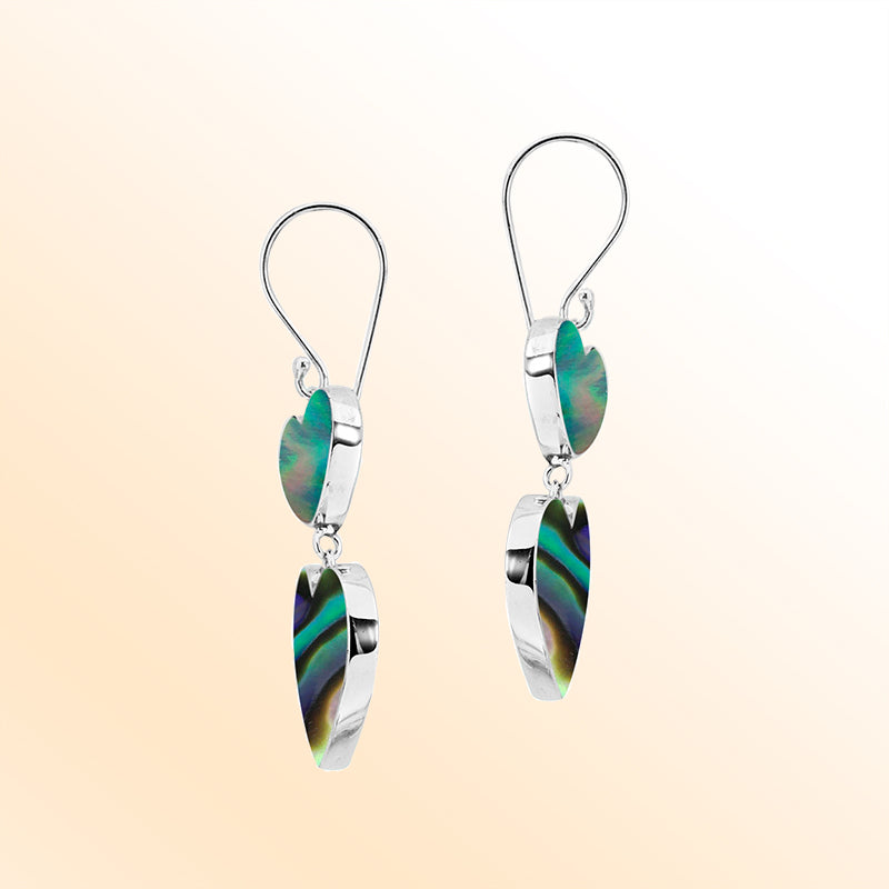 Sterling Silver Abalone Shell Artistic Heart Earrings