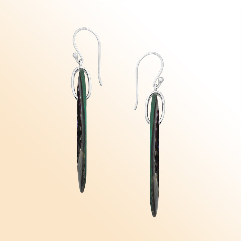 Sterling Silver Abalone Shell Ocean Glow Oval Earrings
