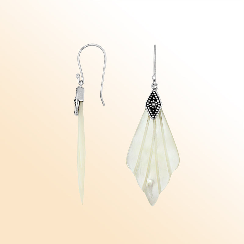 Mother Of Pearl Artistic Petal Fan Earrings