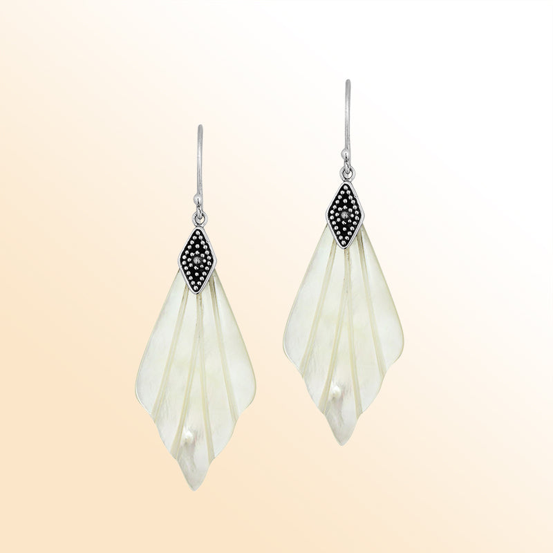 Mother Of Pearl Artistic Petal Fan Earrings