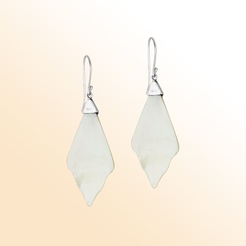 Mother Of Pearl Artistic Petal Fan Earrings
