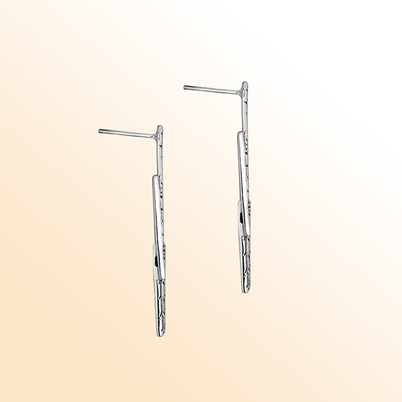 Artistic Silver Linked Rectangle Earrings