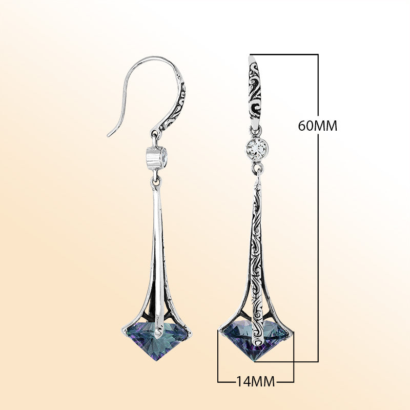 Sterling Silver Artistic Dangle Earrings With Mystic Quartz