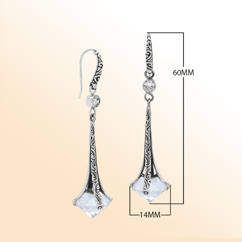 Sterling Silver Artistic Dangle Earrings With Opal
