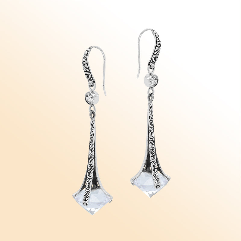 Sterling Silver Artistic Dangle Earrings With Opal