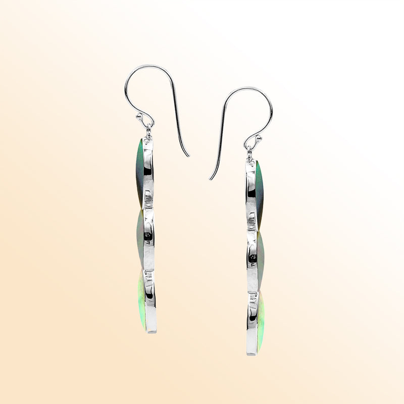 Sterling Silver Artistic Multi-Oval Earrings With Abalone Shell