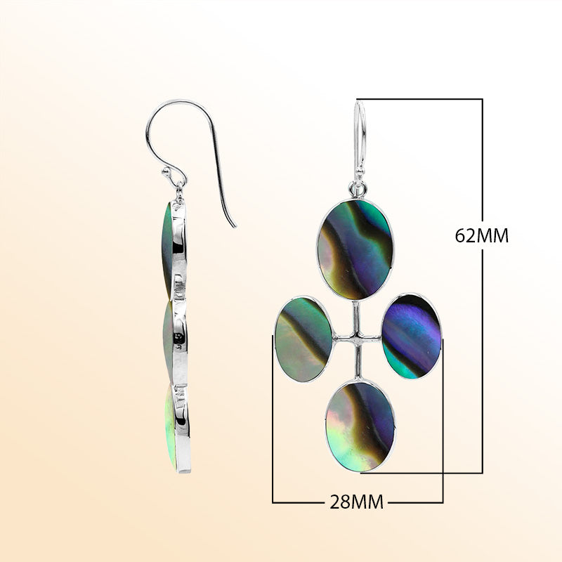 Sterling Silver Artistic Multi-Oval Earrings With Abalone Shell