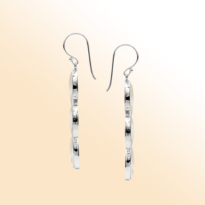 Sterling Silver Artistic Multi-Oval Earrings With Mother Of Pearl