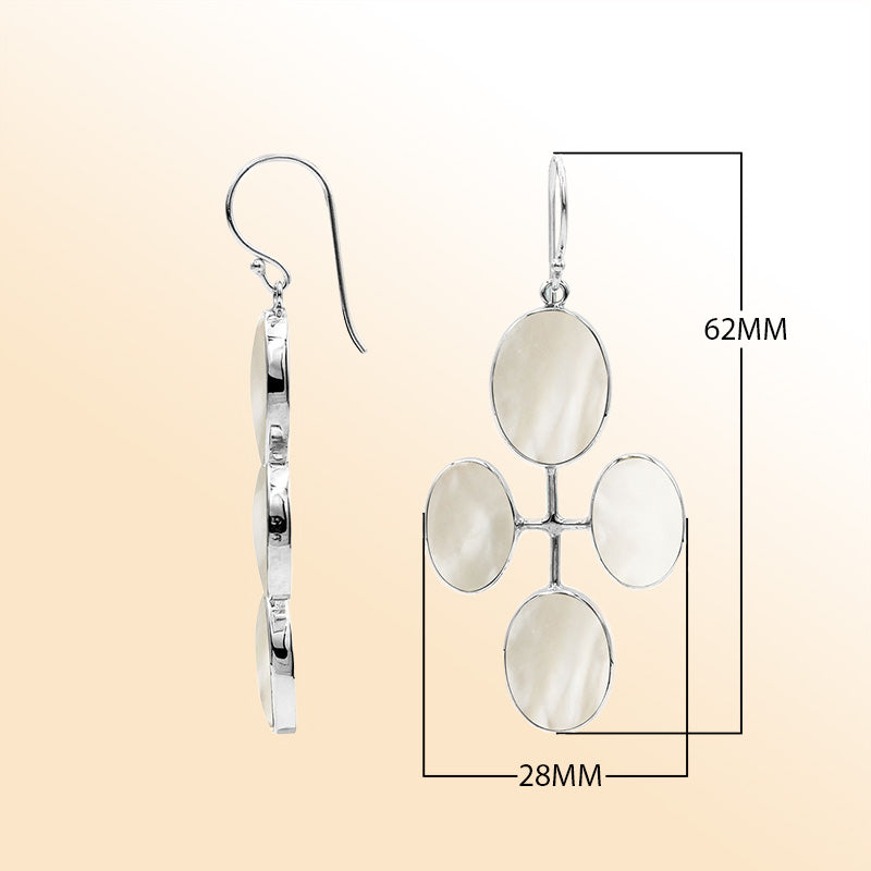 Sterling Silver Artistic Multi-Oval Earrings With Mother Of Pearl
