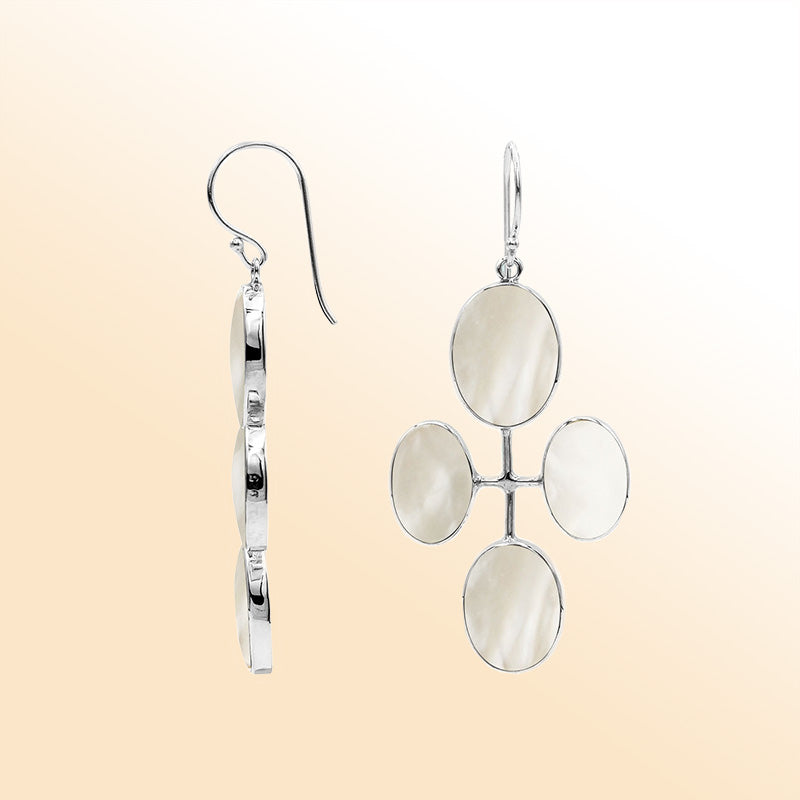 Sterling Silver Artistic Multi-Oval Earrings With Mother Of Pearl