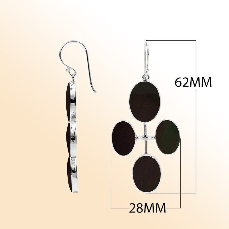 Sterling Silver Artistic Multi-Oval Earrings With Black Shell