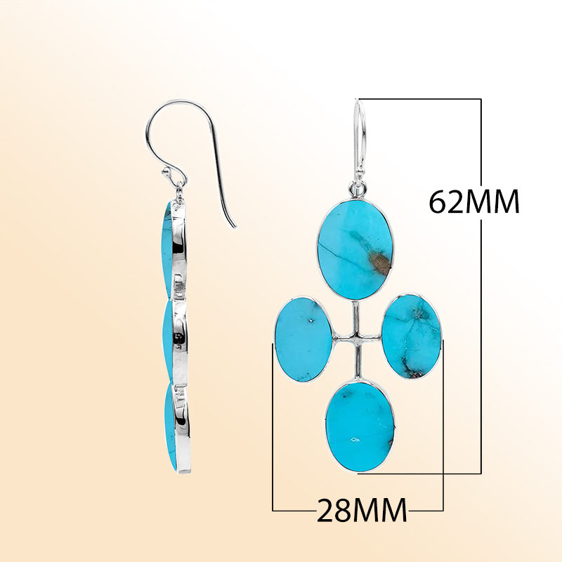 Sterling Silver Artistic Multi-Oval Earrings With Turquoise Shell